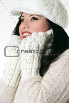 Beautiful woman in winter clothes
