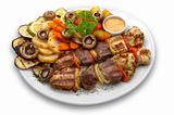 assorted veal, chicken and pork kebab