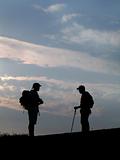 Two Hikers Silhouette