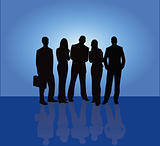  Business Team - Vector silhouette illustration