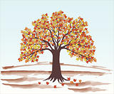 Autumn Leaves and tree- vector illustration