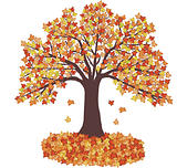 Autumn Leaves and tree - vector illustration