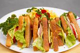 club sandwiches with french fries