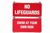 No lifeguards sign