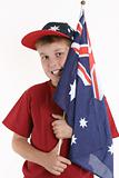 True Blue - Patriotic boy holding australian flag