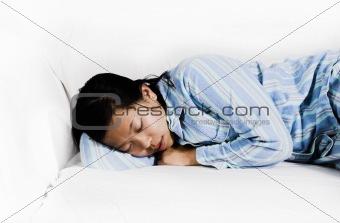 woman sleeping on couch