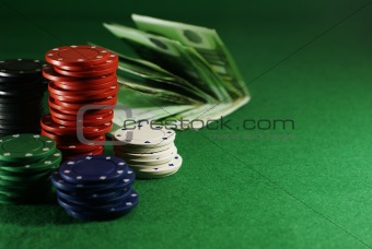 dibs and money on the casino table