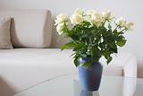 White roses in a living room