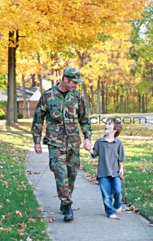 Dad and Son Walking