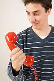 red telephone receiver