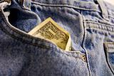 Jeans pocket with money