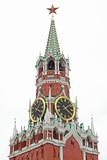 kremlin tower with clocks over white
