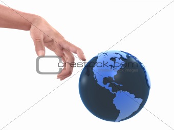 hand and globe