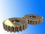 2 metal cogs isolated with clipping path