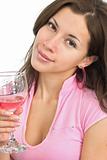 nice girl with pink wine
