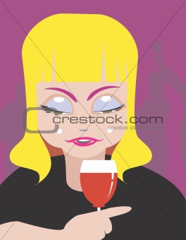 Lady and wine