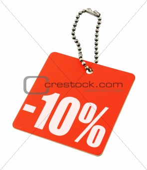 Sale tag on pure white background