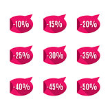 Set of discount labels, vector illustration.