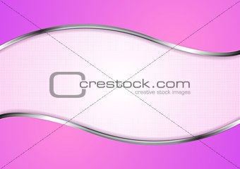 Abstract bright pink background with metal wave