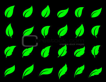 set of green leaf icons