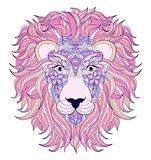 head of lion on white background.