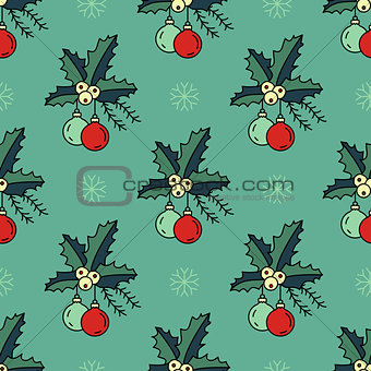 Vector seamless pattern with Christmas decorations