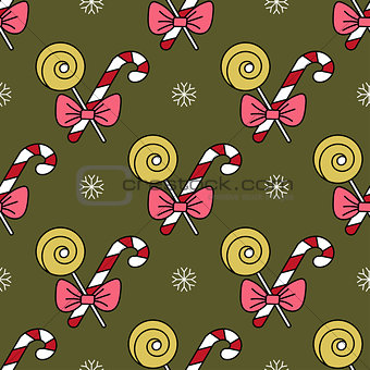 Vector seamless pattern with Christmas candy canes