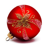 Perfec red christmas ball isolated 