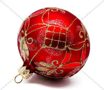 Perfec red christmas ball isolated 