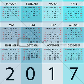 Calendar Planner 2017 Year.