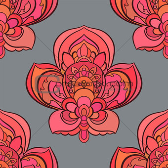 Vector seamless background. Beautiful floral pattern with fantasy flowers.