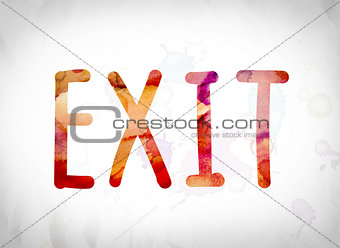 Exit Concept Watercolor Word Art