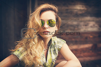 Portrait of a Beautiful Fashion Hipster Girl