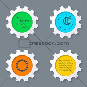 Colorful gears buttons with shadows