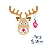 Vector cartoon reindeer face christmas icon