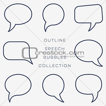 Simple black outline speech bubbles collection