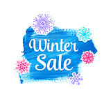 Winter sale lettering on blue stain