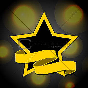 Yellow and black star with banner background