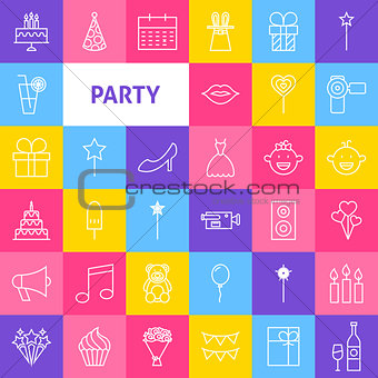 Vector Line Party Icons