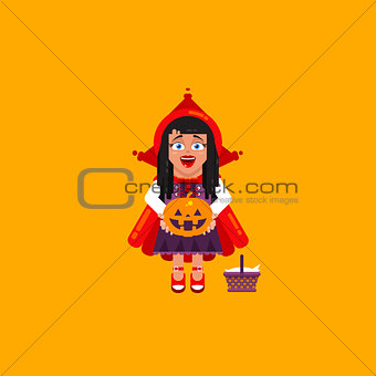 Little Red Riding Hood character for halloween in a flat style