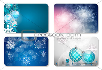 Beautiful Christmas and New Year Gift Card Template Set. Vector 