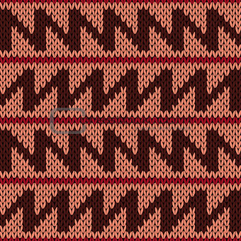 Knitting ornate seamless pattern with zigzag lines