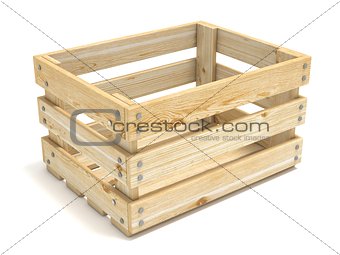 Empty wooden crate. Side view. 3D