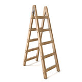 Vertical wooden ladder. 3D