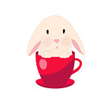 cute rabbit in teacup, illustration, set for baby fashion