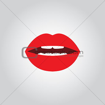 Vector icon of female open lips