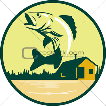 Walleye Fish Lake Lodge Cabin Circle Retro