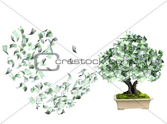Money tree with euro banknotes