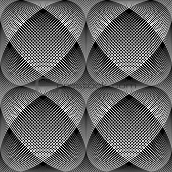 Seamless meshy op art pattern. 3D illusion. 
