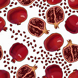 tasty pomegranates, vector seamless pattern